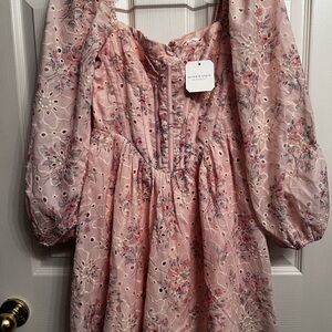 Altar'd State Pink Ruched Tie Front Dress